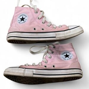 Youth Girls Pink High Top Converse Sneakers